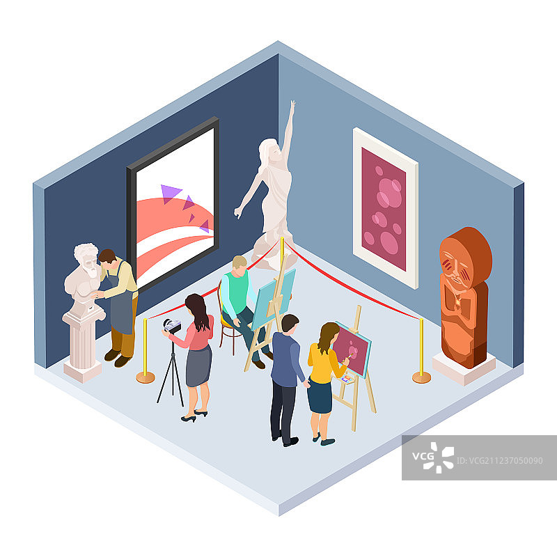 大学艺术生2.5D插画图片素材