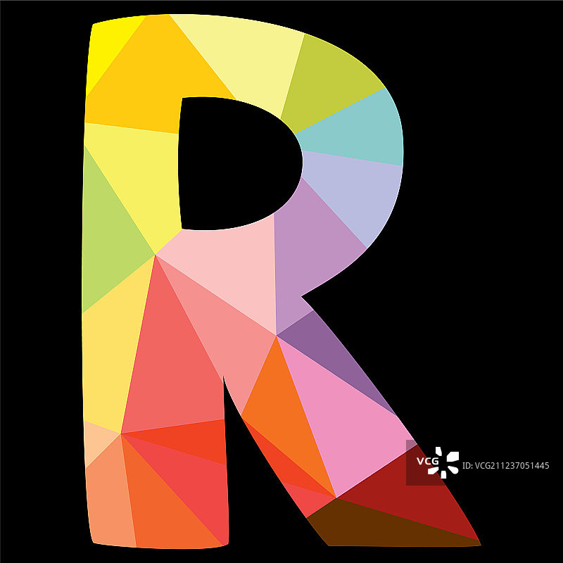 R字母低多边形彩色字母图片素材