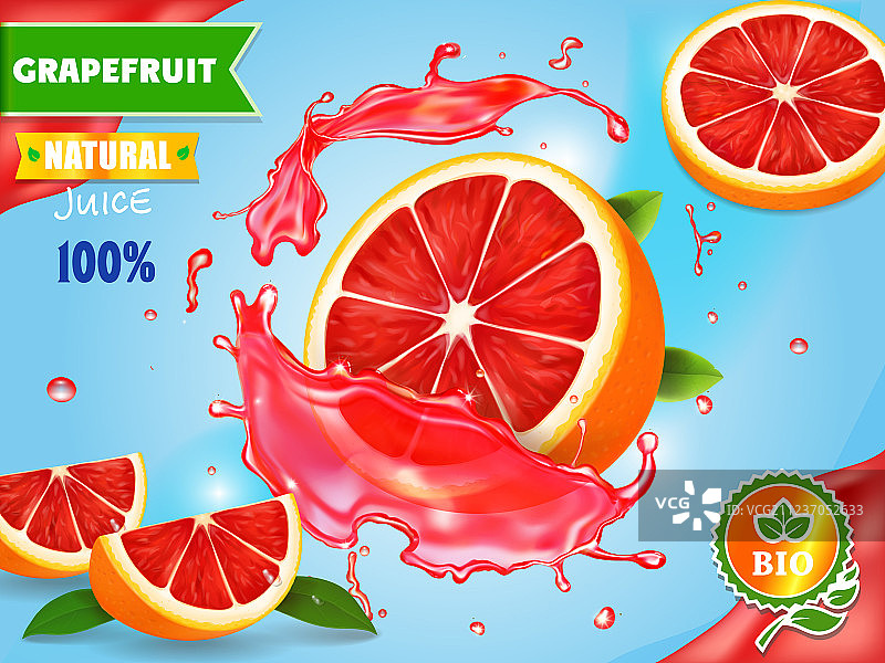 葡萄柚汁广告：新鲜柑橘水果图片素材