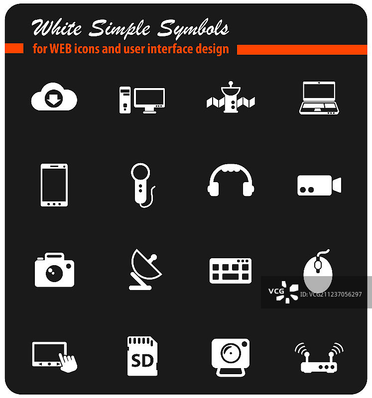 高科技白色图标集图片素材