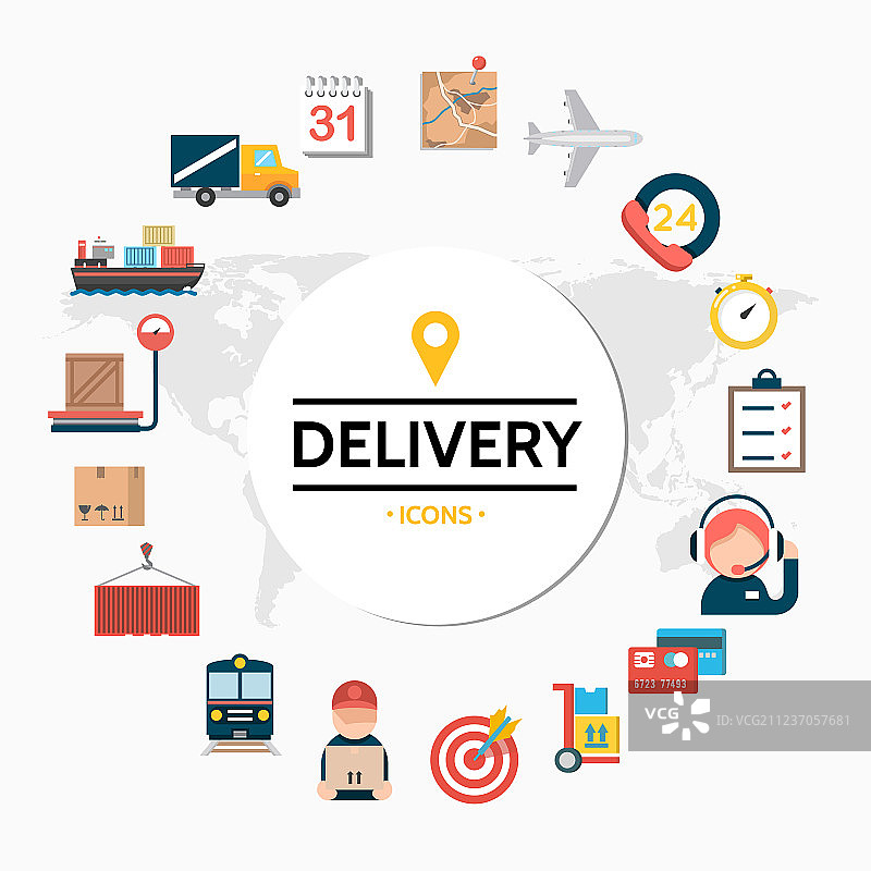 扁平化风格快递运输概念图片素材