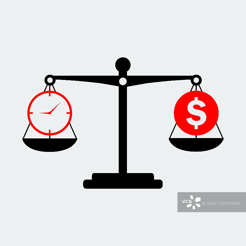 黑色天平：金钱与时间图标图片素材