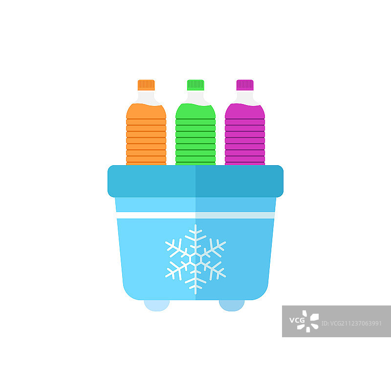 带水瓶的便携式冰箱图片素材