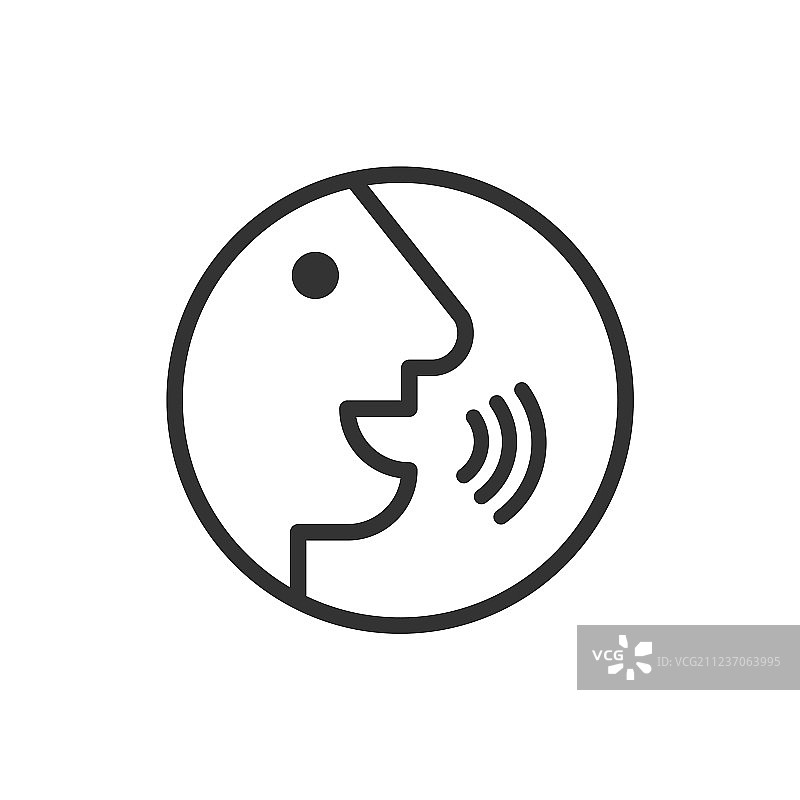 带声波的语音命令图标（扁平风格）图片素材