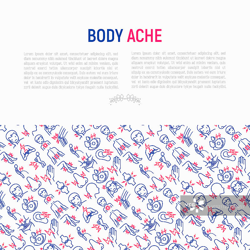身体疼痛概念：细线条图标图片素材