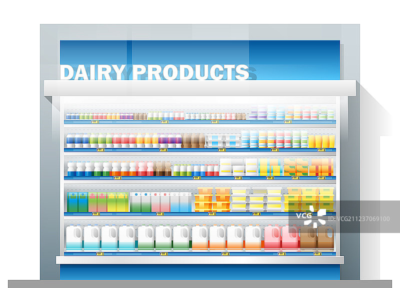 超市货架上的乳制品展示图片素材