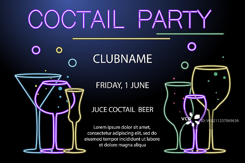 夜间鸡尾酒派对宣传单图片素材