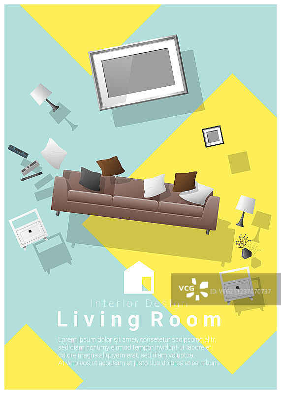 带有客厅家具的室内banner促销图片素材