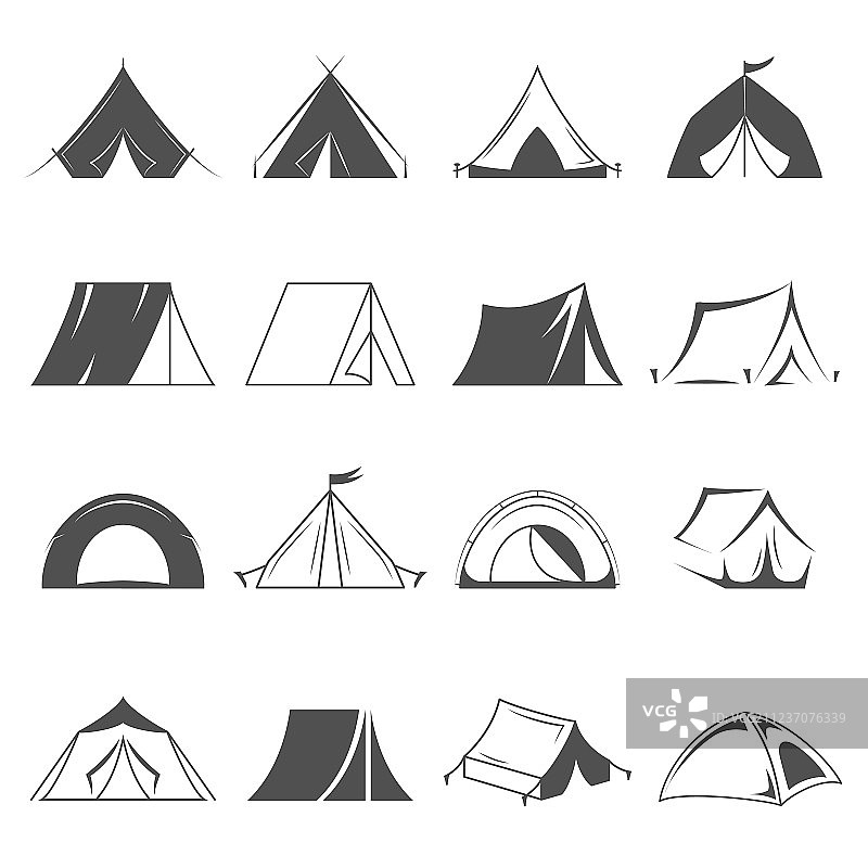 徒步旅行和露营帐篷图标图片素材