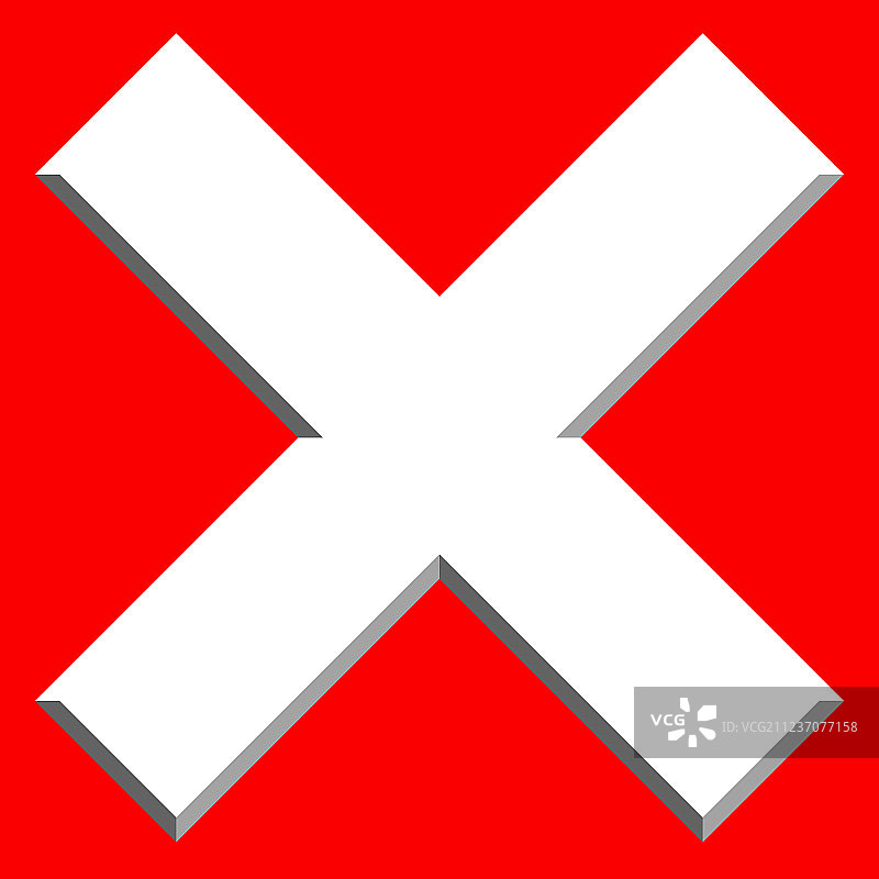 斜面X字母禁用标志图片素材