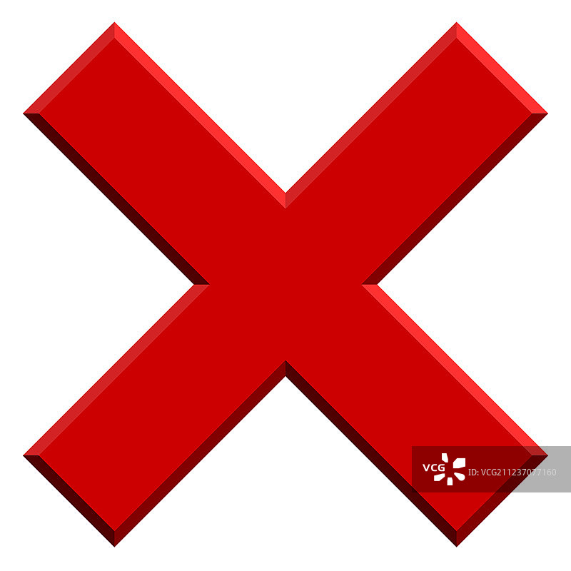 斜面X字母禁用标志图片素材