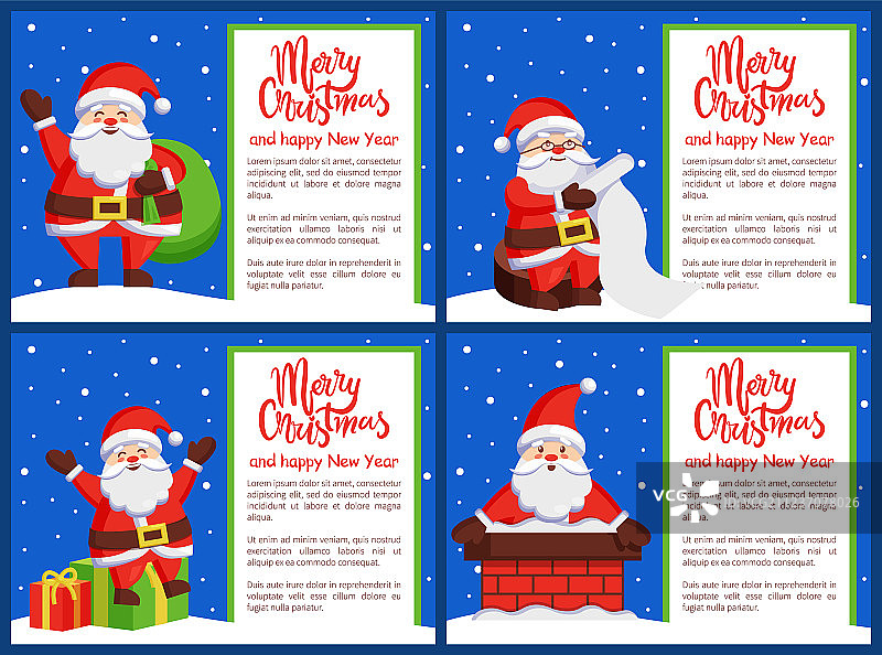 圣诞快乐新年贺卡圣诞老人图片素材