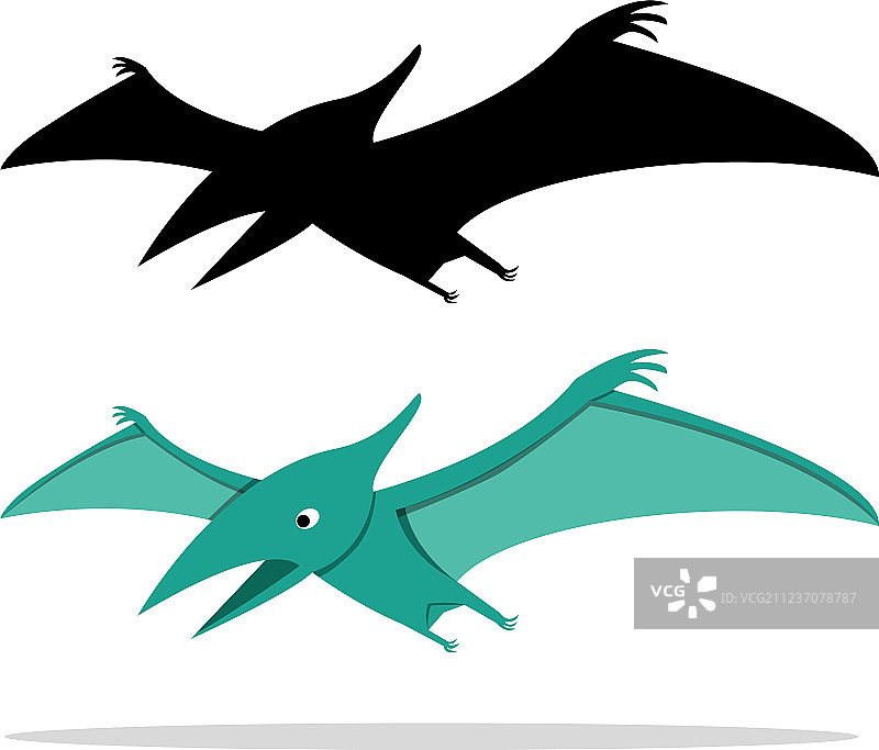 白色背景上的飞行动物翼龙恐龙艺术图片素材