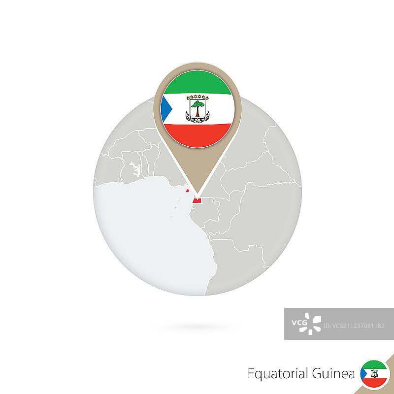 赤道几内亚地图和圆形旗帜地图图片素材