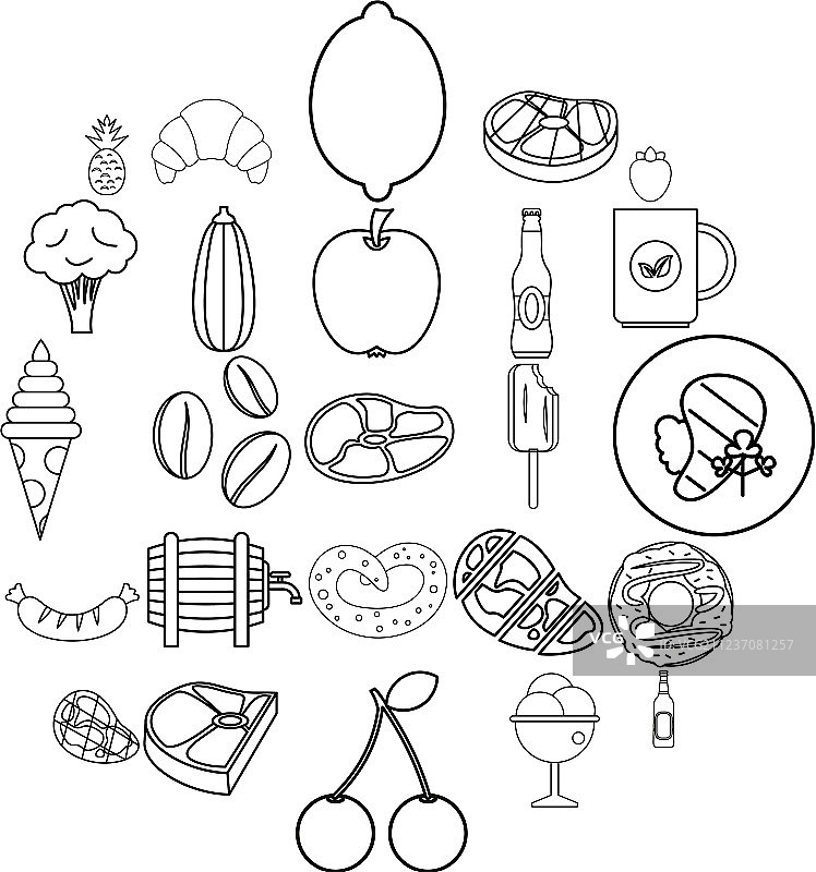 餐厅图标轮廓样式合集图片素材