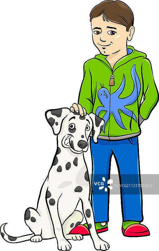卡通男孩与斑点狗图片素材