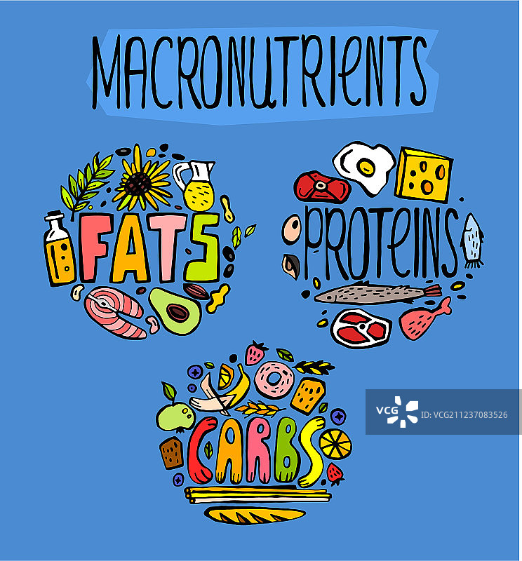 碳水化合物、脂肪和蛋白质图片素材