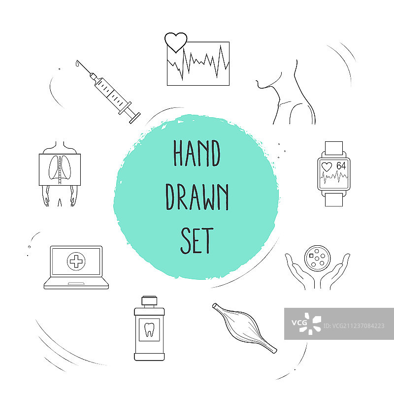 器官图标线性样式符号（含颈部）图片素材