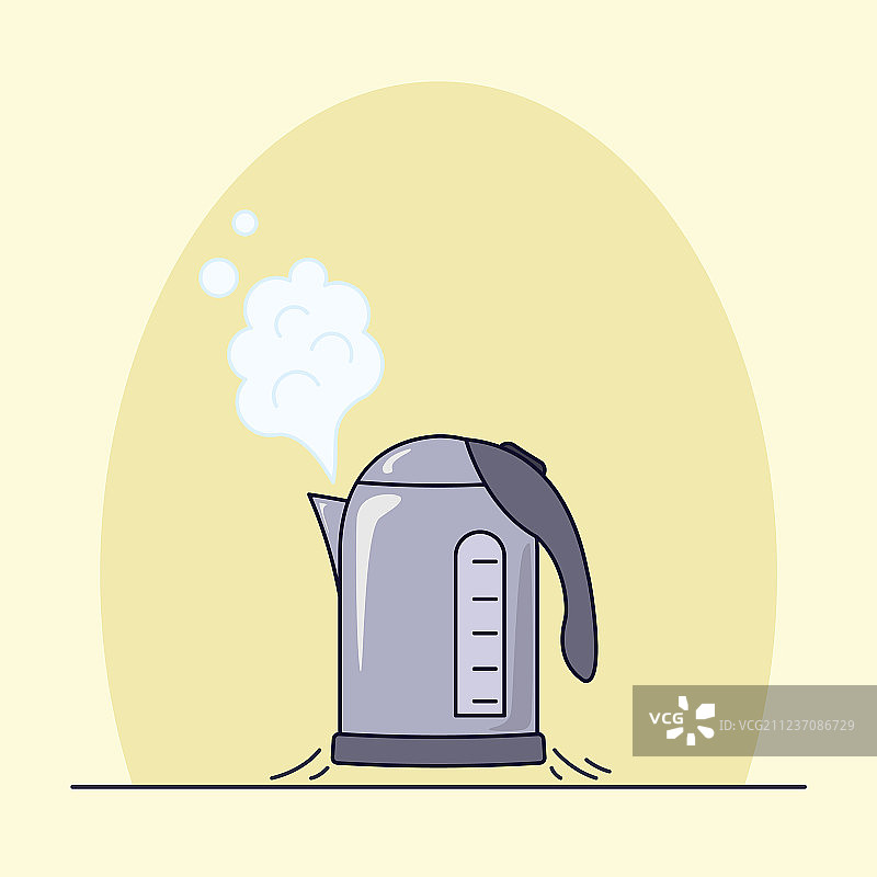 黄色背景上的电热水壶图片素材