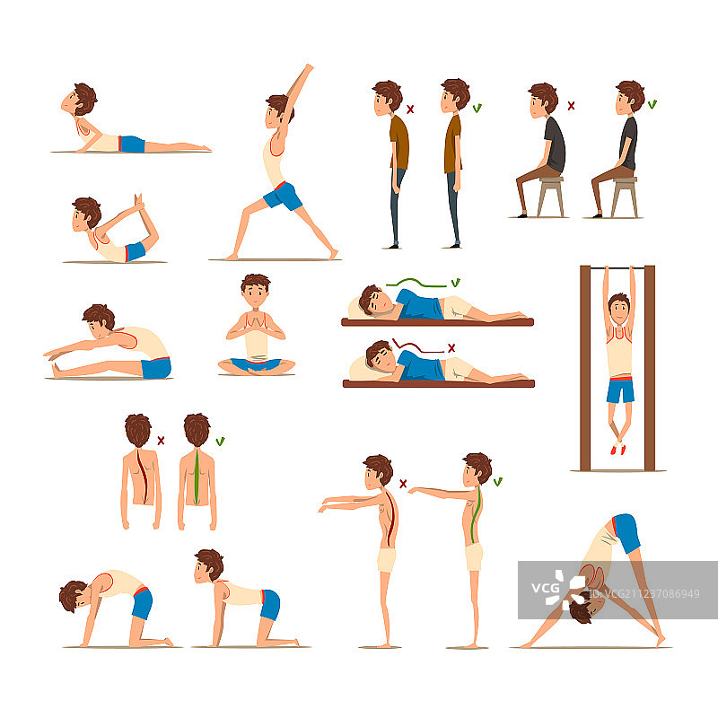 青少年男孩做正确和错误的练习图片素材