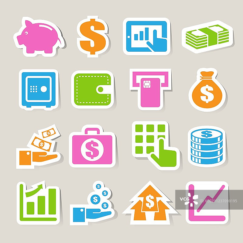 金融货币贴纸图标合集图片素材