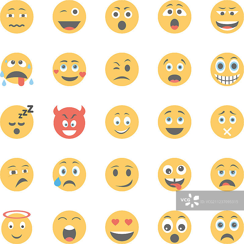 扁平风格笑脸图标集2图片素材
