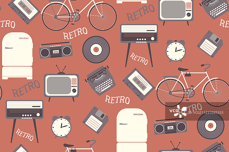 80年代复古物品无缝图案图片素材
