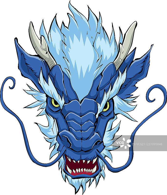 蓝色中国龙头部图片素材