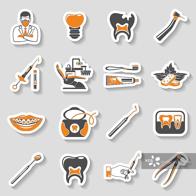 牙科服务双色贴纸图标图片素材