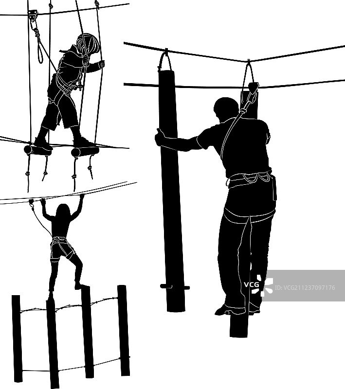 绳索公园剪影合集图片素材