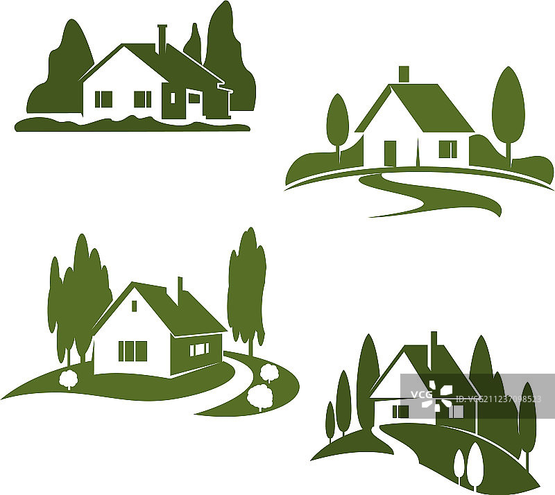 绿色房屋农场森林图标图片素材