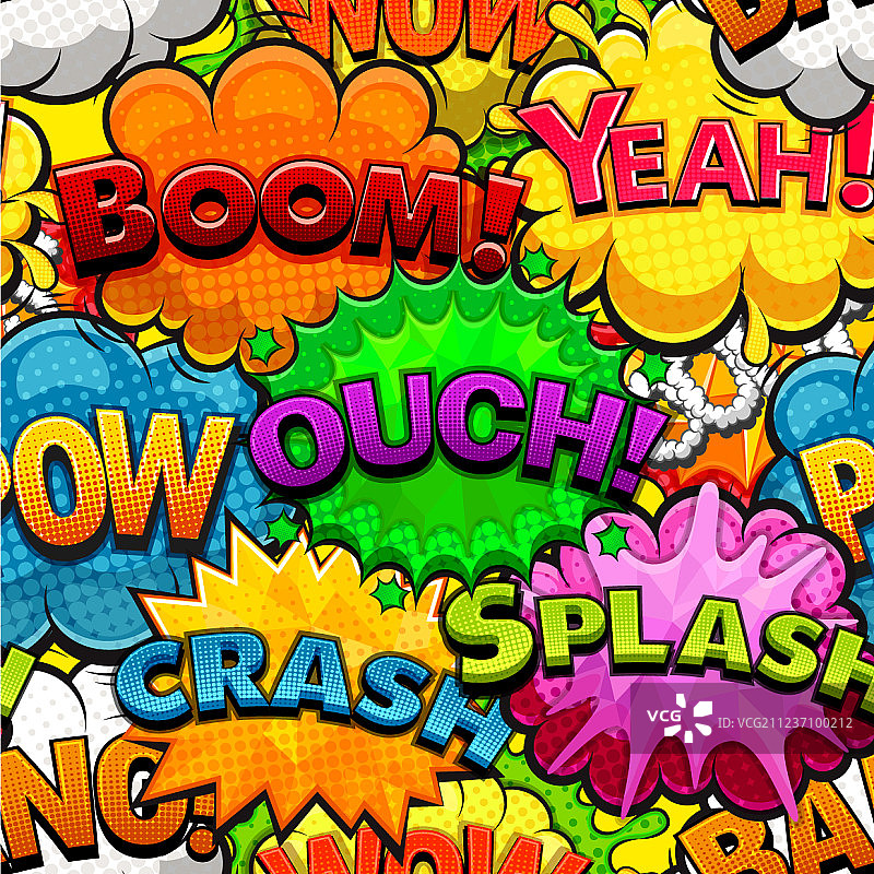 彩色漫画对话气泡无缝图案图片素材