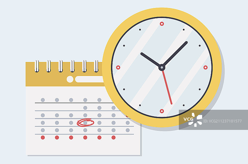 纸质螺旋挂历和时钟图片素材