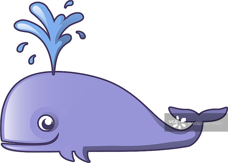 卡通风格的鲸鱼水花图标图片素材