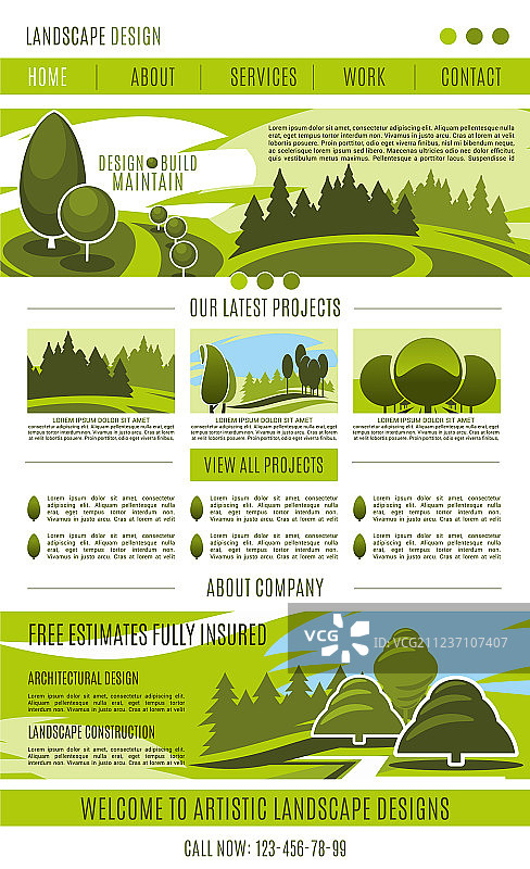 景观设计公司着陆页图片素材