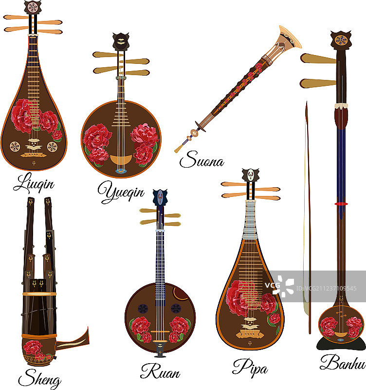 中国乐器组合图片素材