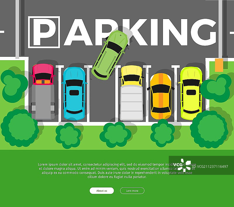 扁平化设计的停车俯视图banner图片素材