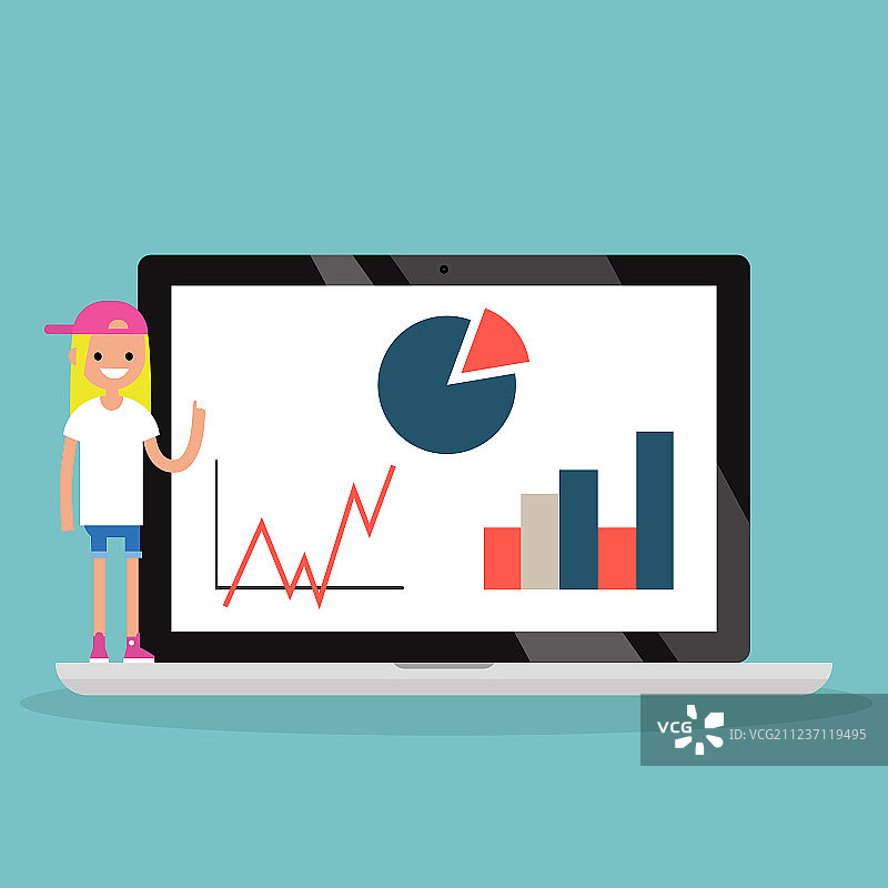 在线教育年轻金发女孩展示图片素材