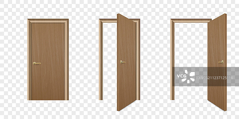 逼真不同打开和关闭的棕色图片素材