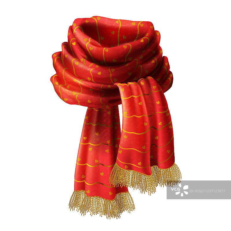 红色针织装饰图案围巾图片素材