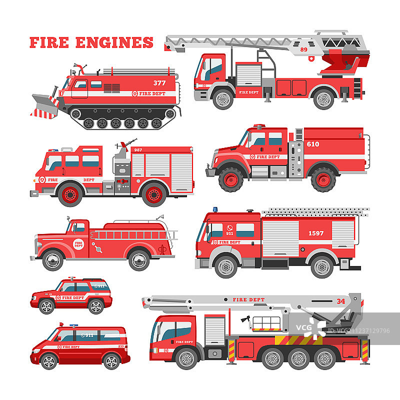 消防车灭火车紧急车辆图片素材