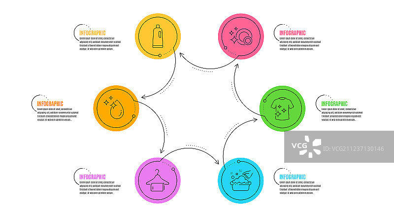 清洁T恤手洗和清洁餐具图标图片素材