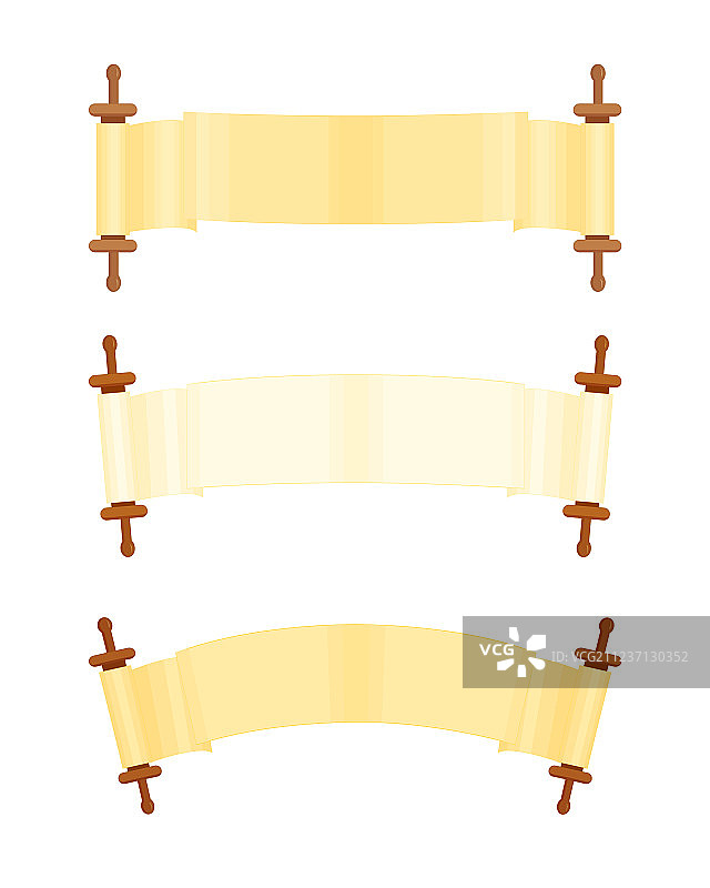 白色背景上的卷轴组合图片素材