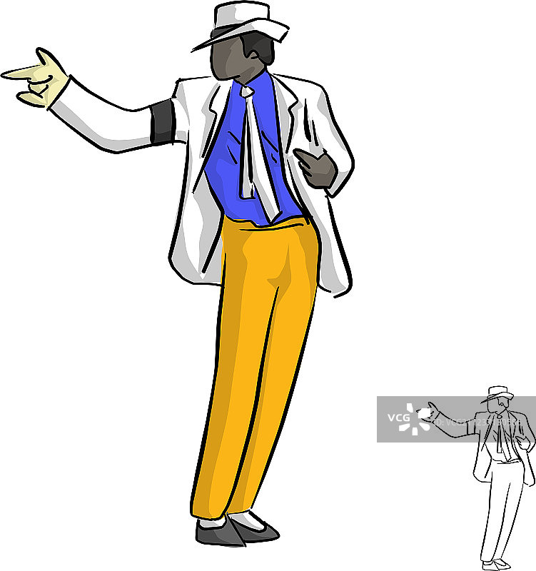 穿白色西装戴手套的歌手图片素材