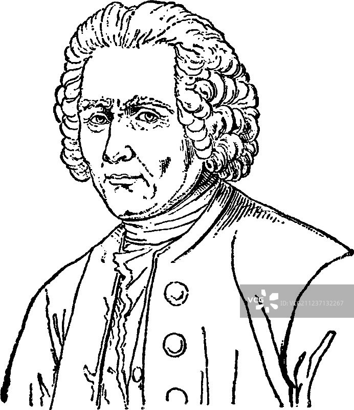 让-雅克·卢梭复古画像图片素材