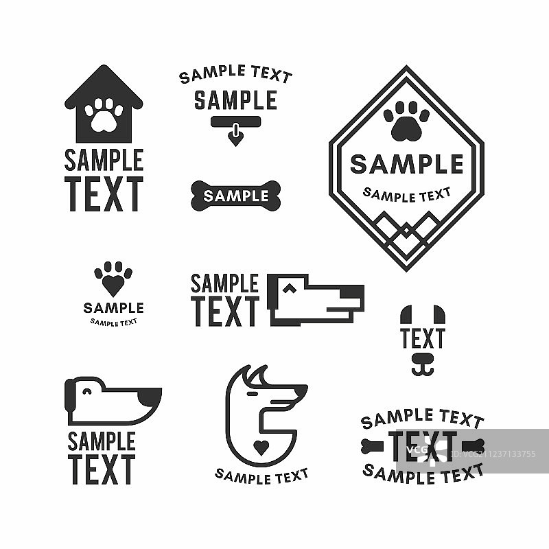 狗狗俱乐部或商店的logo和图标集图片素材
