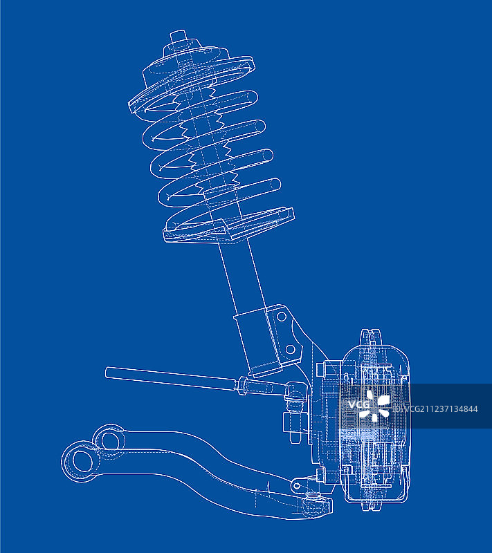 带减震器的汽车悬挂系统图片素材