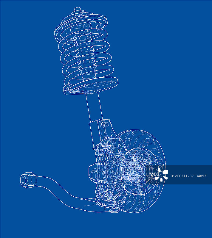 带减震器的汽车悬挂系统图片素材