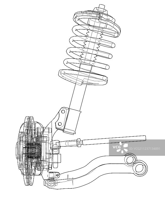 带减震器的汽车悬挂系统图片素材