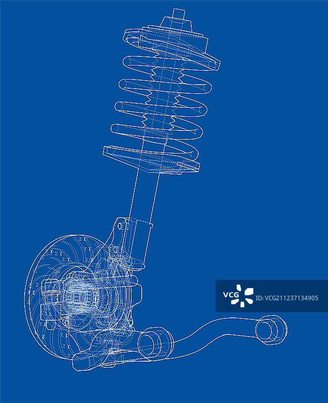 带减震器的汽车悬挂系统图片素材